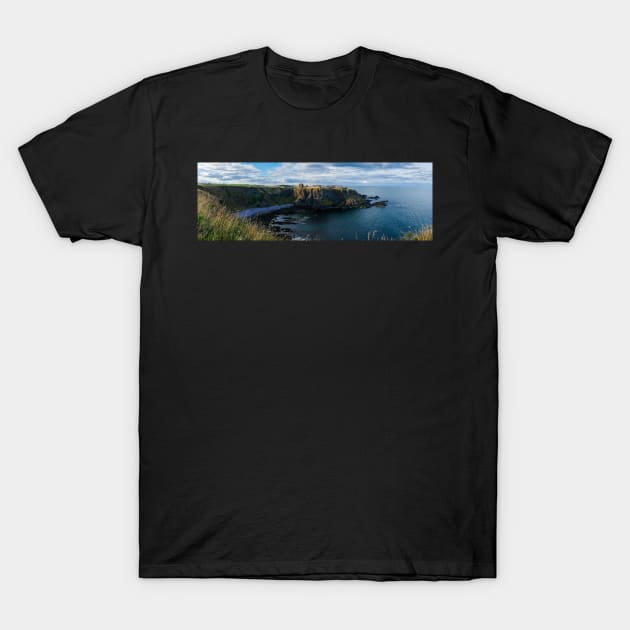 Panorama of Dunnottar castle in Aberdeenshire, Scotland T-Shirt by Dolfilms